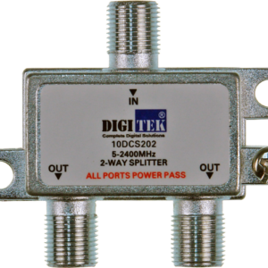 Digitek 2 Way 5-2400MHZ F Type Splitter – All Leg Power Pass