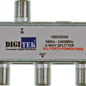 Digitek 3 Way 5-2400MHZ F Type Splitter – All Leg Power Pass
