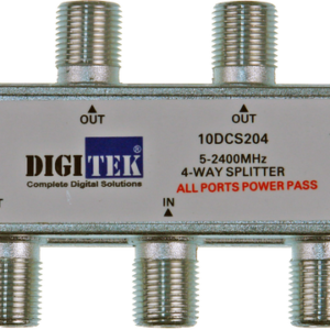Digitek 4 Way 5-2400MHZ F Type Splitter – All Leg Power Pass