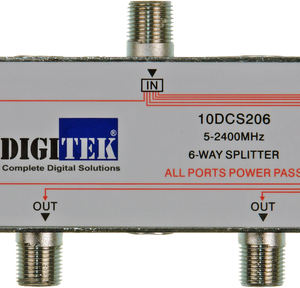 Digitek 6 Way 5-2400MHZ F Type Splitter – All Leg Power Pass