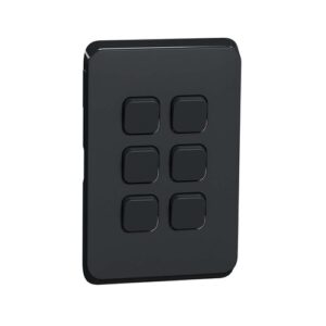 Clipsal iconic black 6 gang switch cover only 3046C-XB