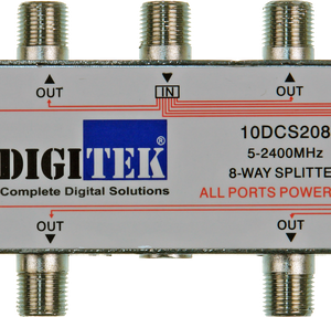 Digitek 8 Way 5-2400MHZ F Type Splitter – All Leg Power Pass