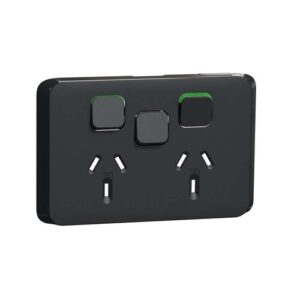 Clipsal iconic black 10a double power point with extra switch cover only 3025XC-XB