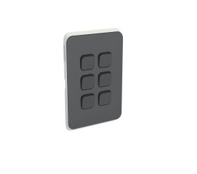 Clipsal iconic anthracite 6 gang switch cover only 3046C-AN
