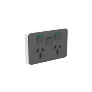 Clipsal iconic anthracite 10a double power point with extra switch cover only 3025XC-AN